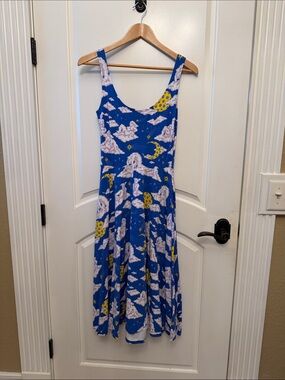 NOOWORKS vacation dress Blue Cloud & Moon Print Sleeveless Dress Medium